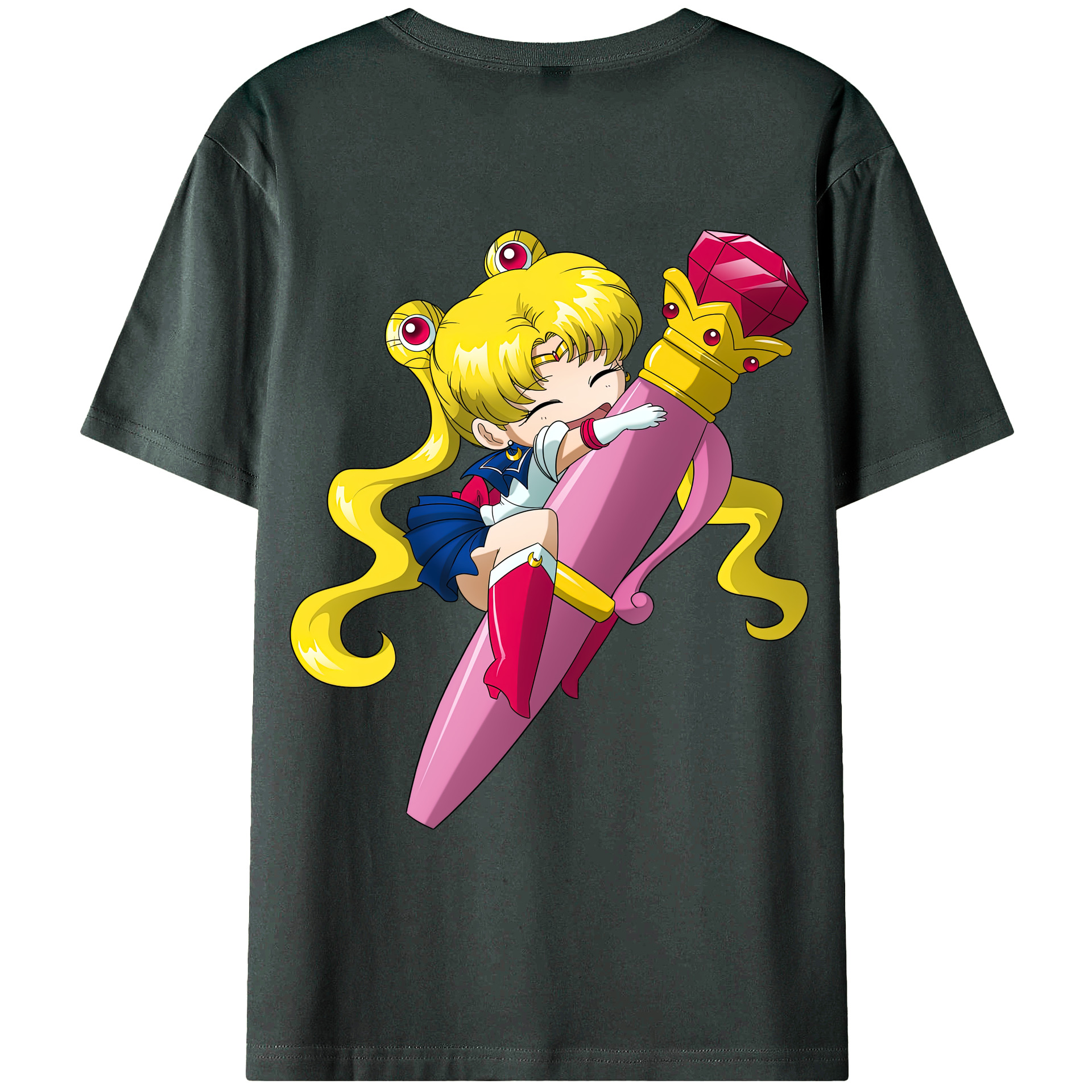（画像用） 美少女戦士セーラームーン 月野 うさぎ つきの うさぎ Sailor Moon Tsukino Usagi 綿100％ メンズ半袖Tシャツ（バックプリント） 通気性